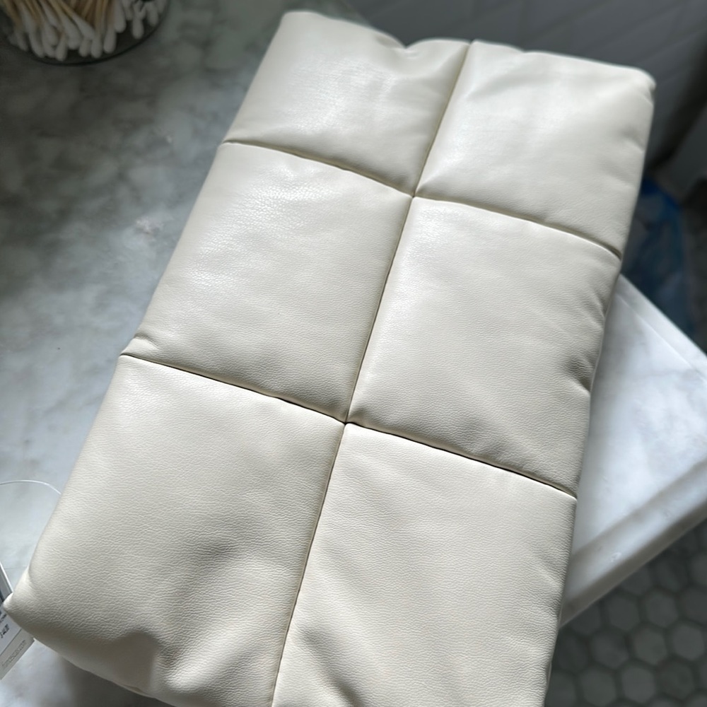 Quilted vegan leather zipper clutch